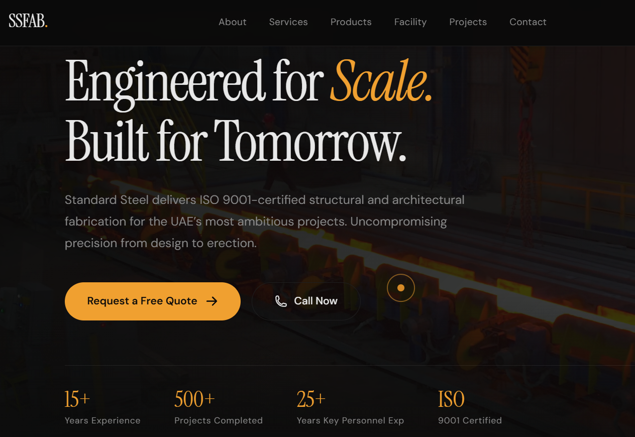 Modern industrial website after rebuild
